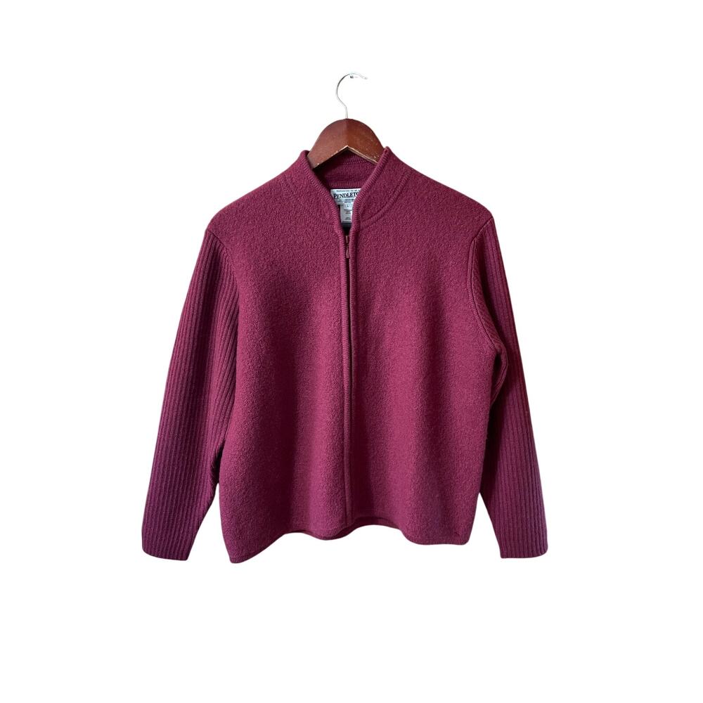Pendleton Cardigan Women’s Petite L 100% Virgin Wool Sweater Full Zip Jacket